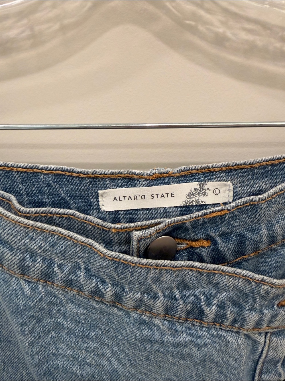 Altar'd State Light Blue Denim Wrap Skort Shorts - Picture 7 of 8